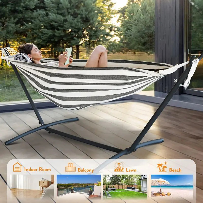 Gyroor Adjustable Stand Hammock 600 Pound Capacity With Storage Bag