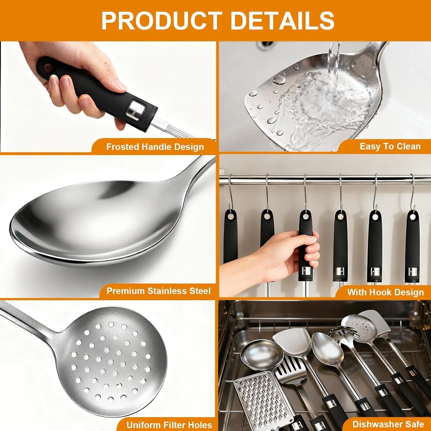 XMSJ 46 Pcs Stainless Steel Kitchen Utensils Set Essential