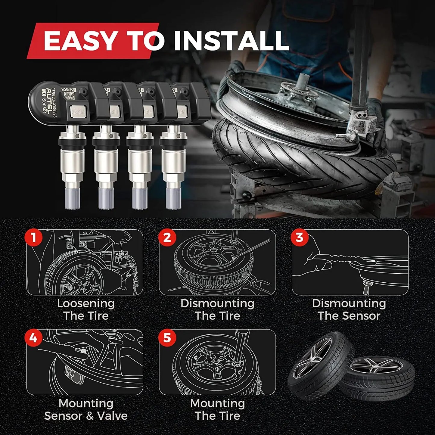 Autel MX-Sensor 433 315 MHz TPMS Sensor MaxiTPMS Tire Monitor