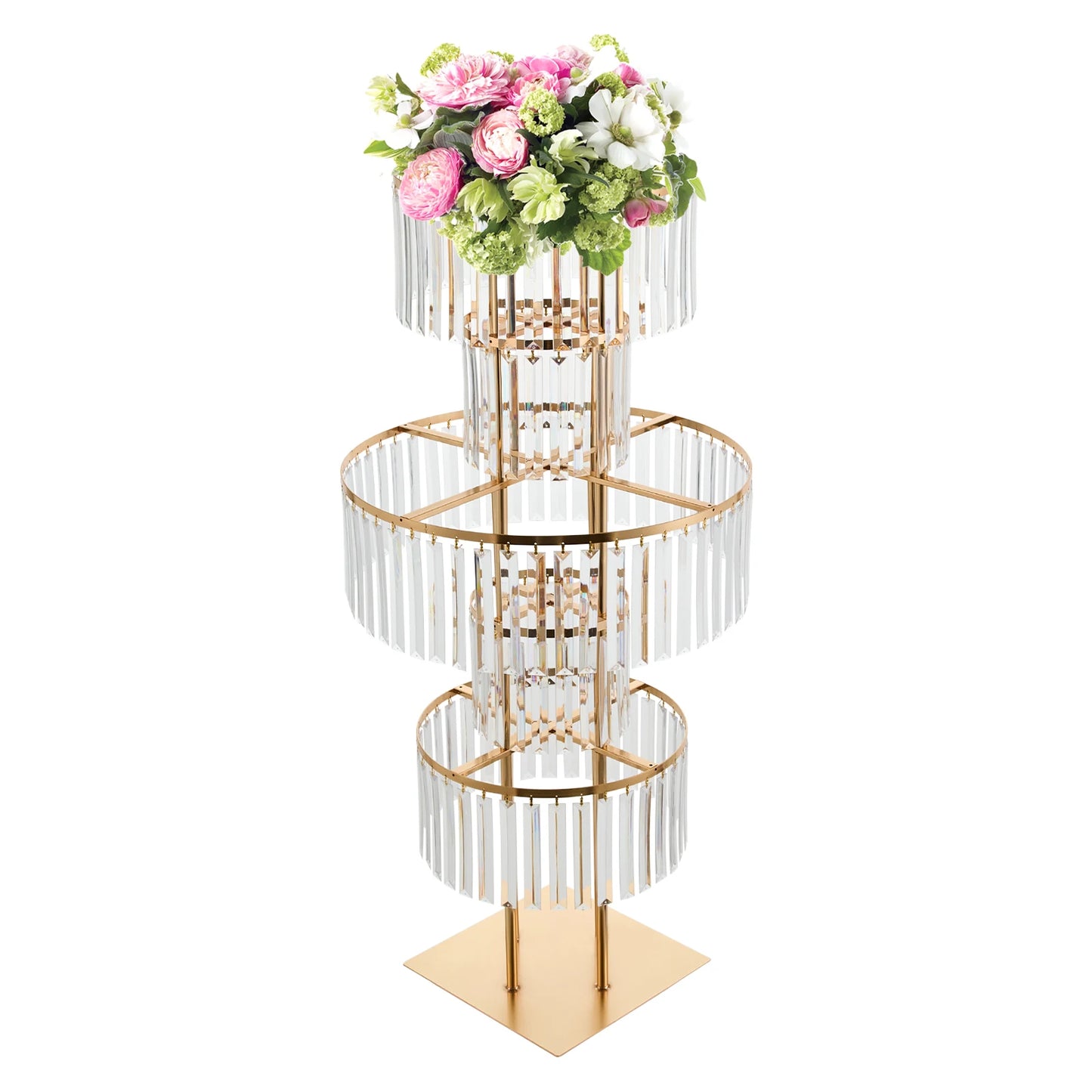 5-Tier Gold Wedding Flower Stand Iron And Acrylic Centerpiece