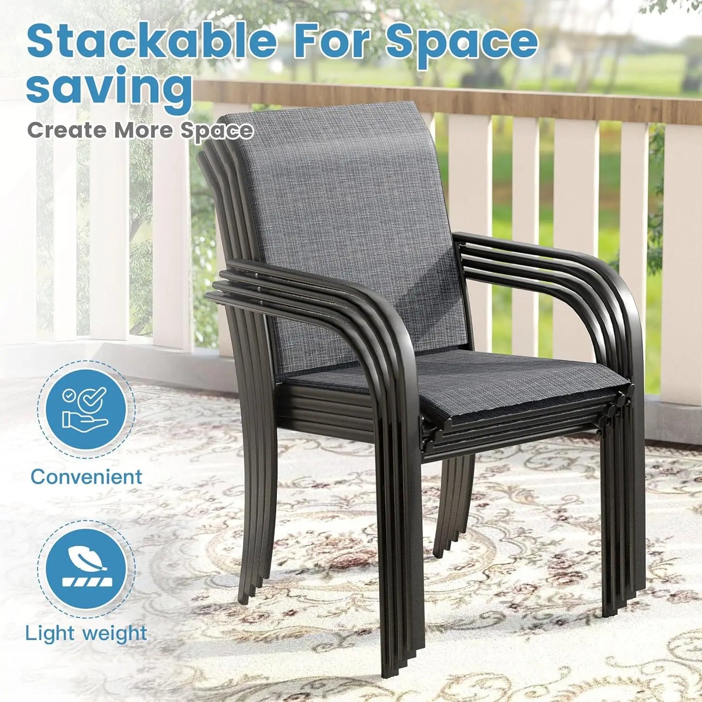 Modern Outdoor Patio Dining Set for Six with Table
