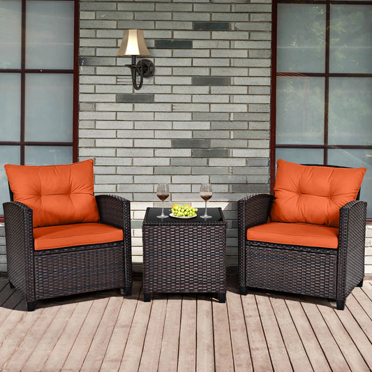 HOMASIS Patio Rattan Furniture Set Cushioned Sofa