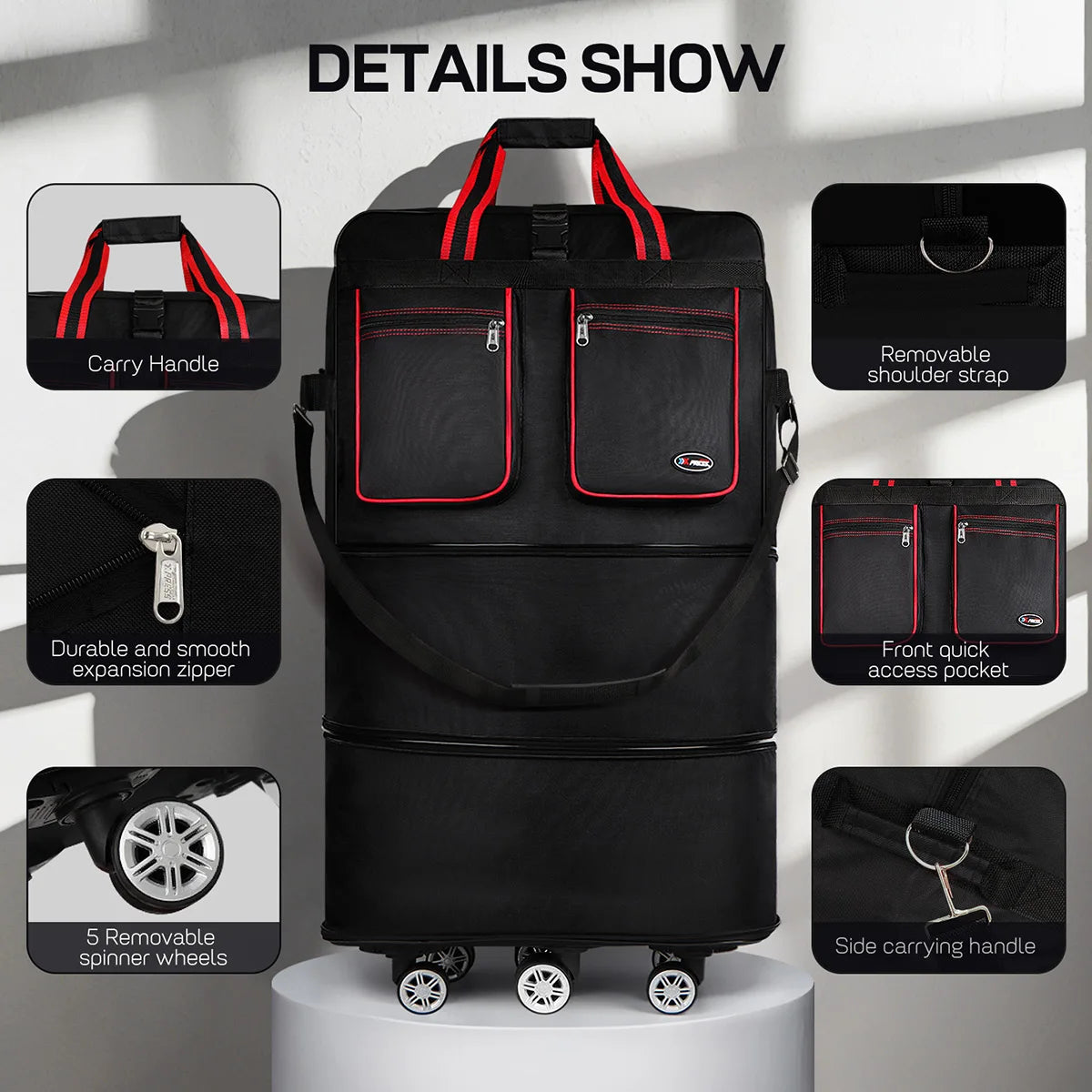 New York XPress Foldable Travel Bag With Wheels Expandable Duffel