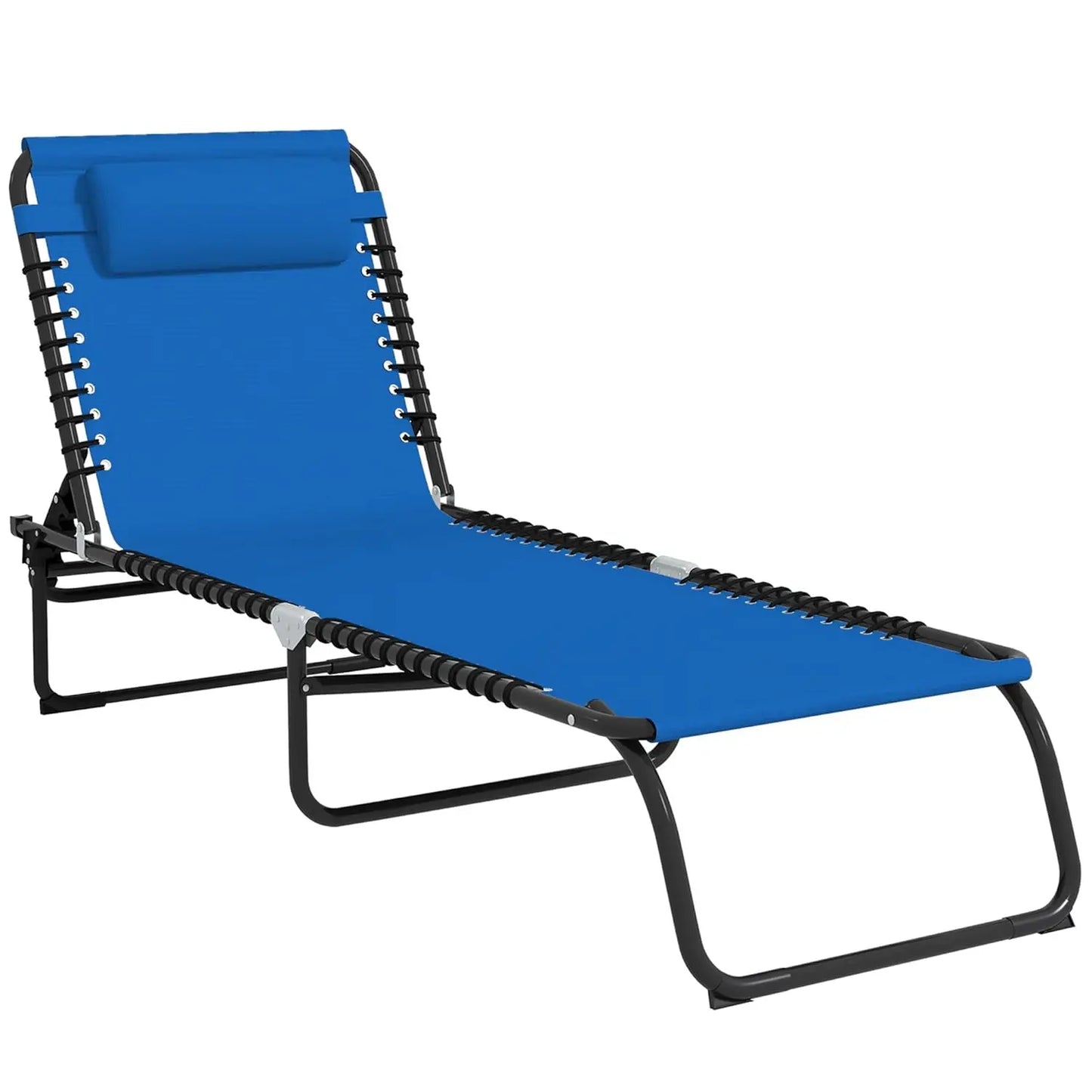 Folding Chaise Lounge Chair Outdoor Sun Lounger With Reclining Back