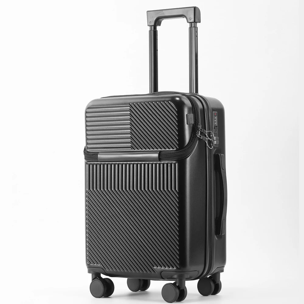 NONECN Luggage Stylish Business Suitcase With Cup Holder Carry On