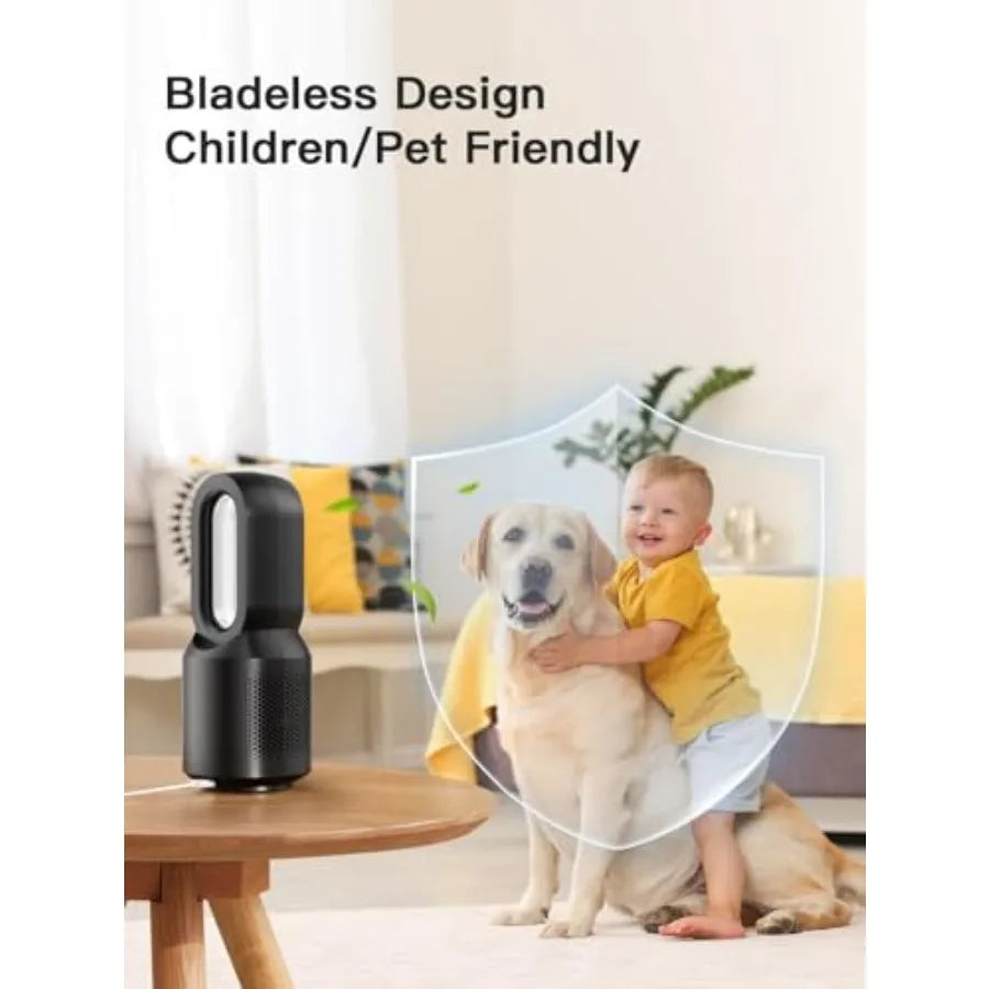 Bladeless Desk Fan With 3 Speeds And Night Light For Personal Use