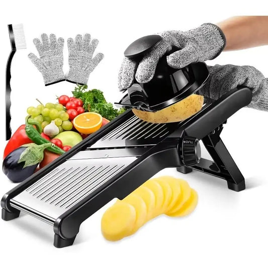 AEDG Stainless Steel Mandoline Slicer With 5 Blades And Handguard