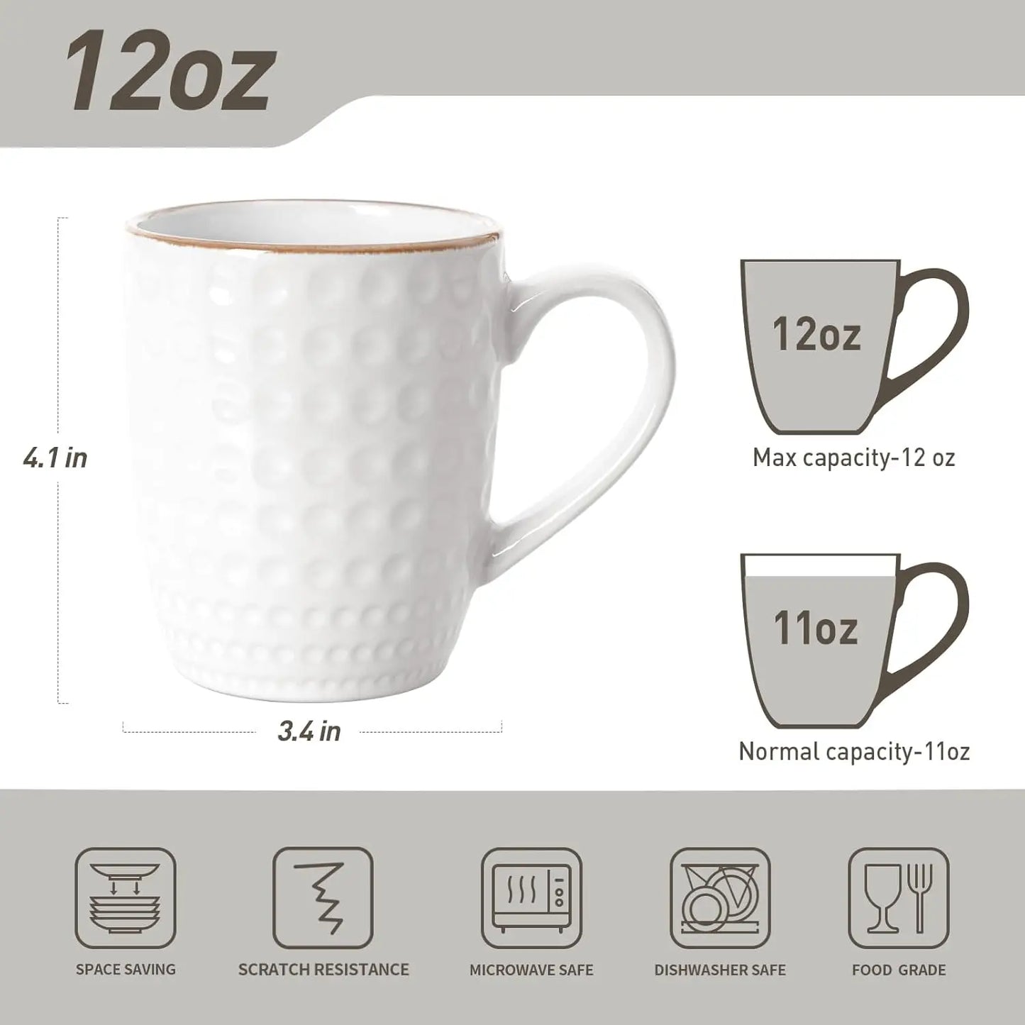 Six Piece Coffee Mug Set Microwave And Dishwasher Safe
