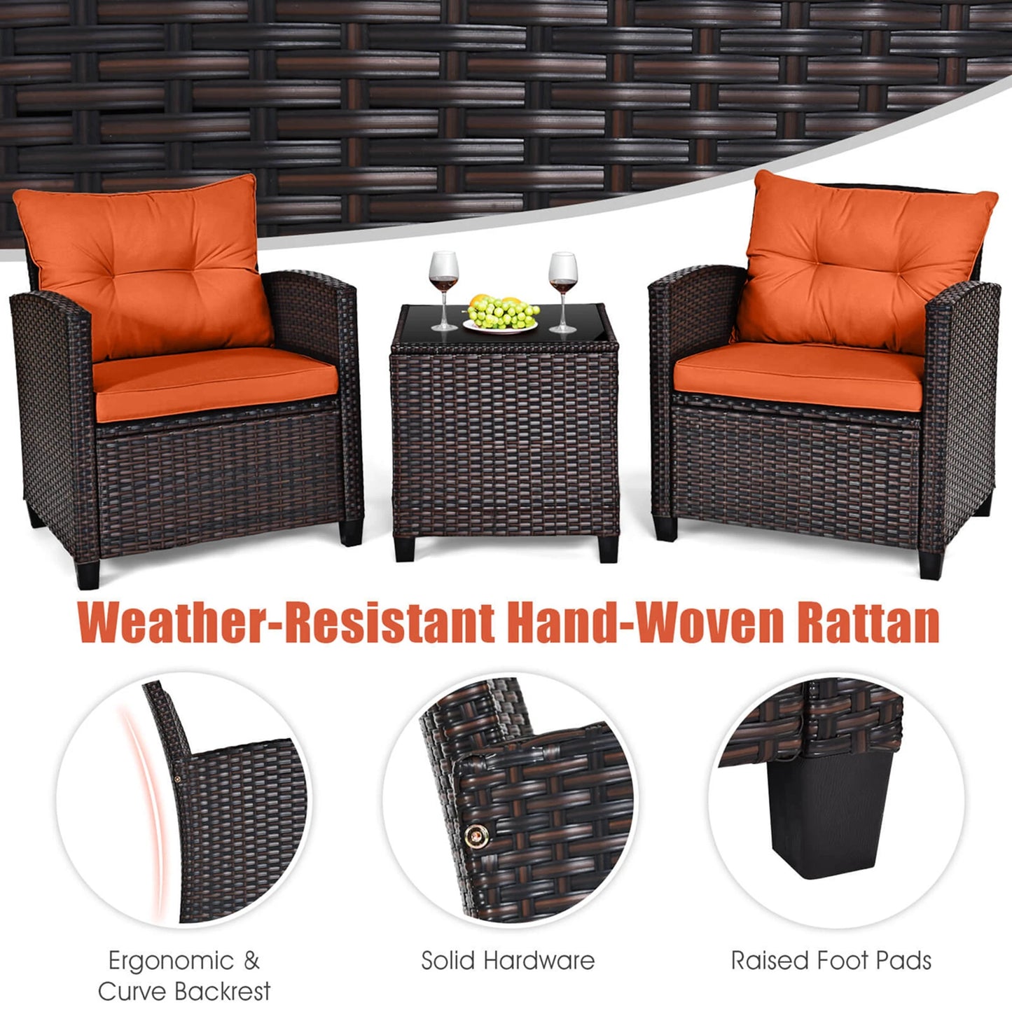 HOMASIS Patio Rattan Furniture Set Cushioned Sofa