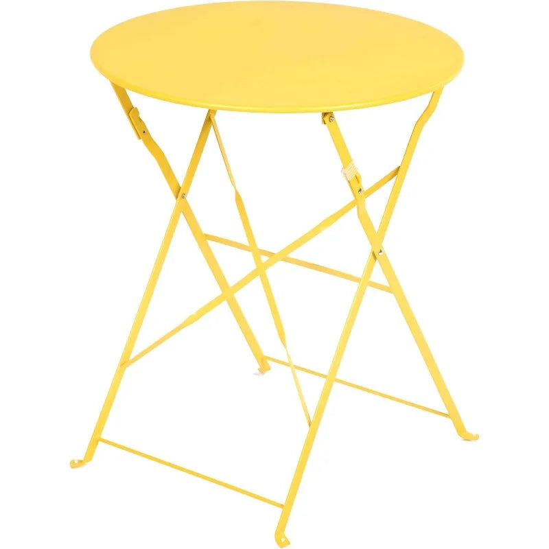 Three Piece Folding Outdoor Bistro Set With Steel Frame
