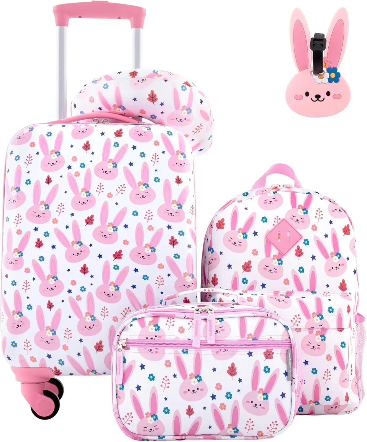 Caster 5-Piece Kids Travel Luggage Set Bunny Design With Spinner