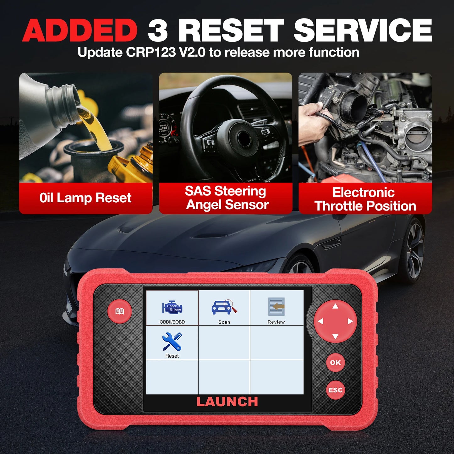 Launch Creader CRP123 V2.0 Engine Transmission SRS ABS OBD2 Scanner