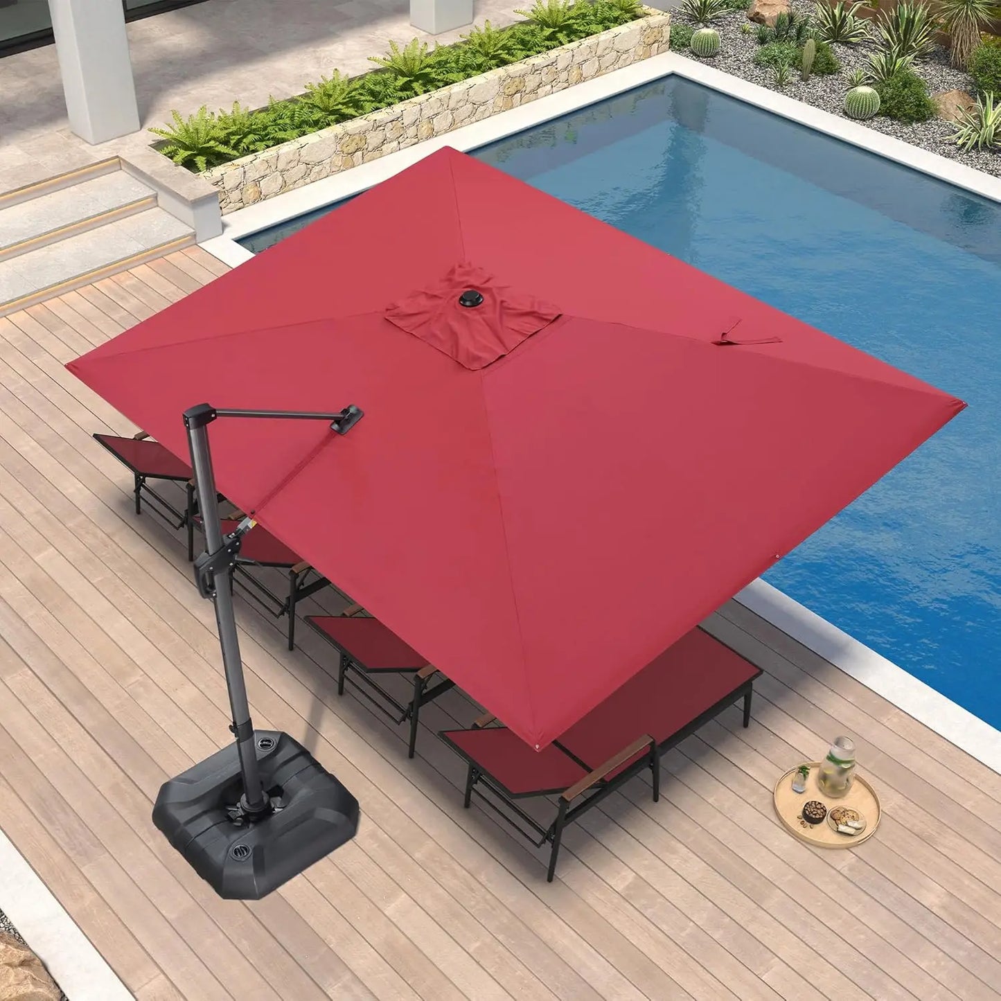 Rectangular Cantilever Patio Umbrella Aluminum Offset 360 Rotation
