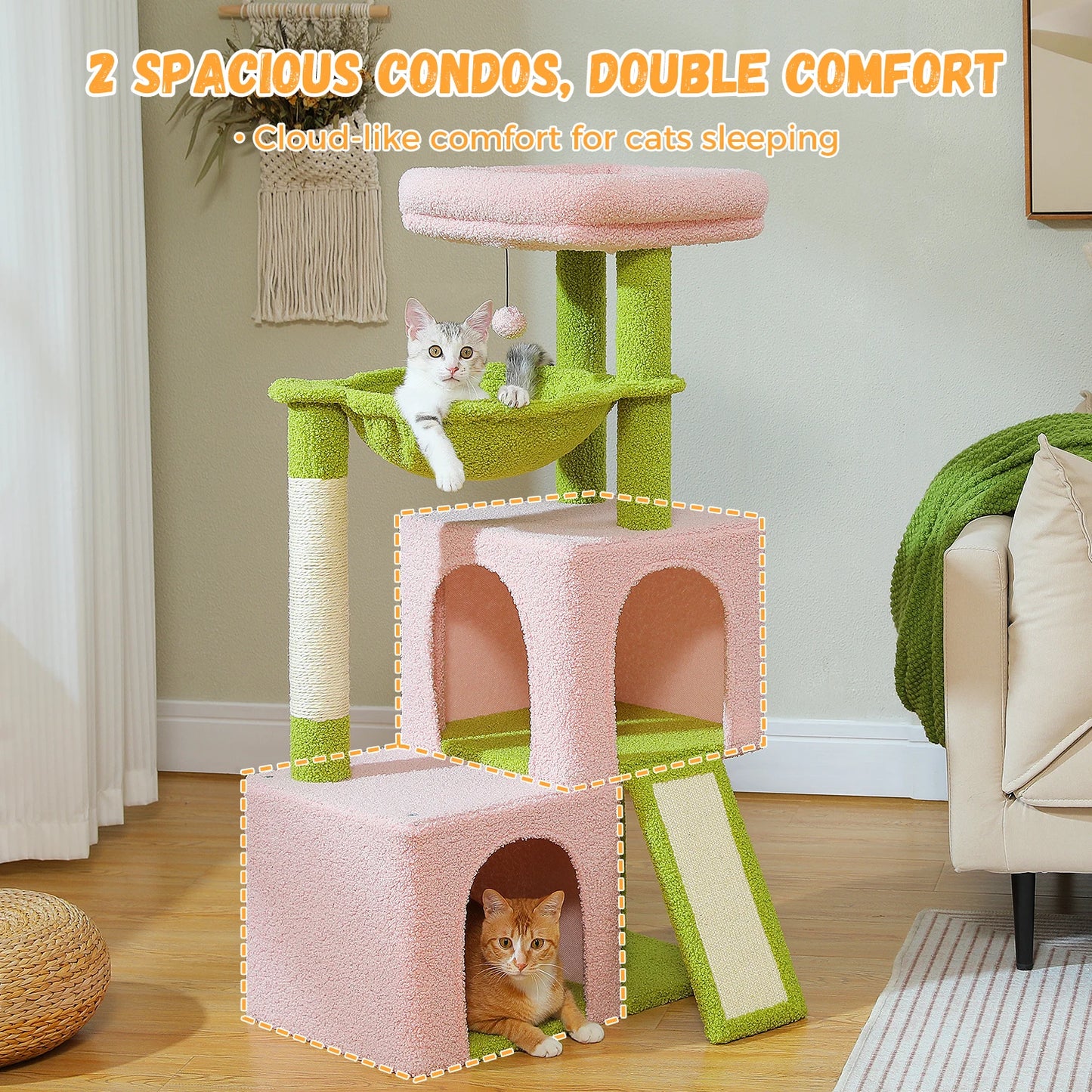 PAWZ Road Cat Tree Indoor Multi-Level Tower With Condos