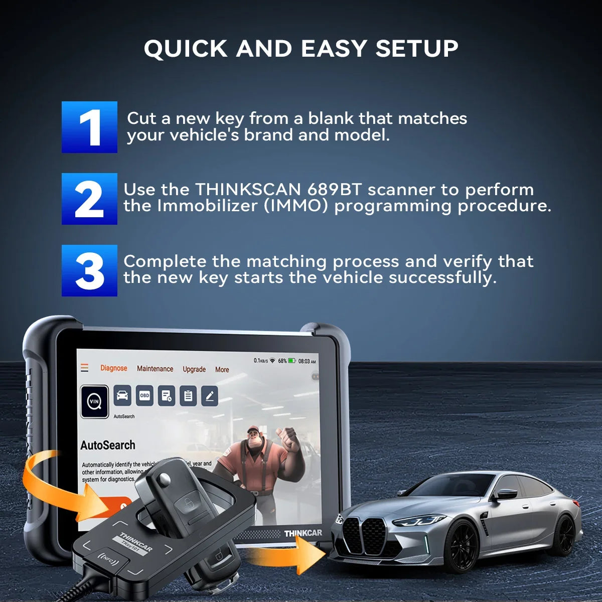 Thinkcar Thinkscan 689BT Key Programming Diagnostic OBD2 CANFD DOIP