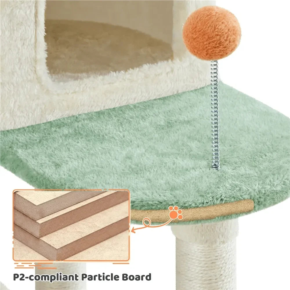 XMSJ Cat Tree Paw Shaped Plush Climbing Frame Condos