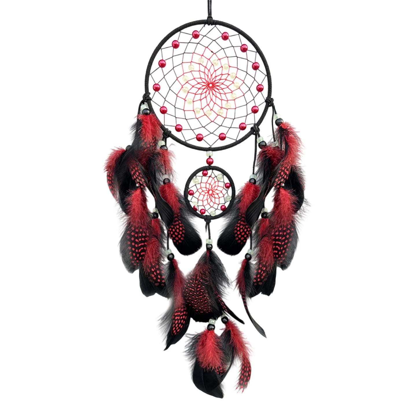 Handcrafted Dream Catcher Wall Hanging With Peacock Feathers And Beads