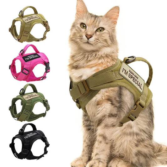 Nylon Cat Harness Vest With Handle Military Tactical Cats