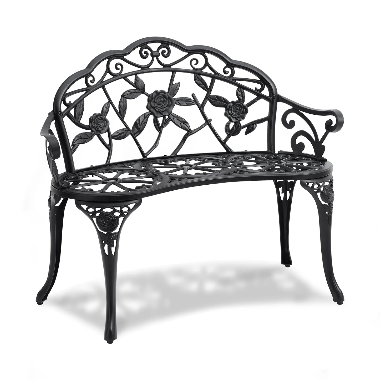 SucceBuy Outdoor Wooden Metal Garden Bench 480 Pound Capacity
