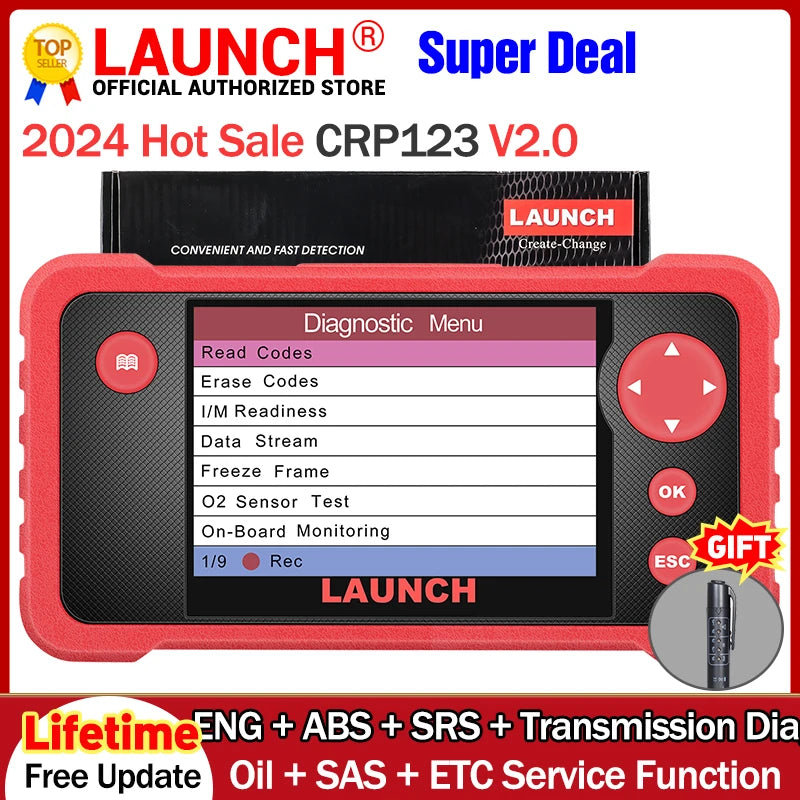 Launch Creader CRP123 V2.0 Engine Transmission SRS ABS OBD2 Scanner