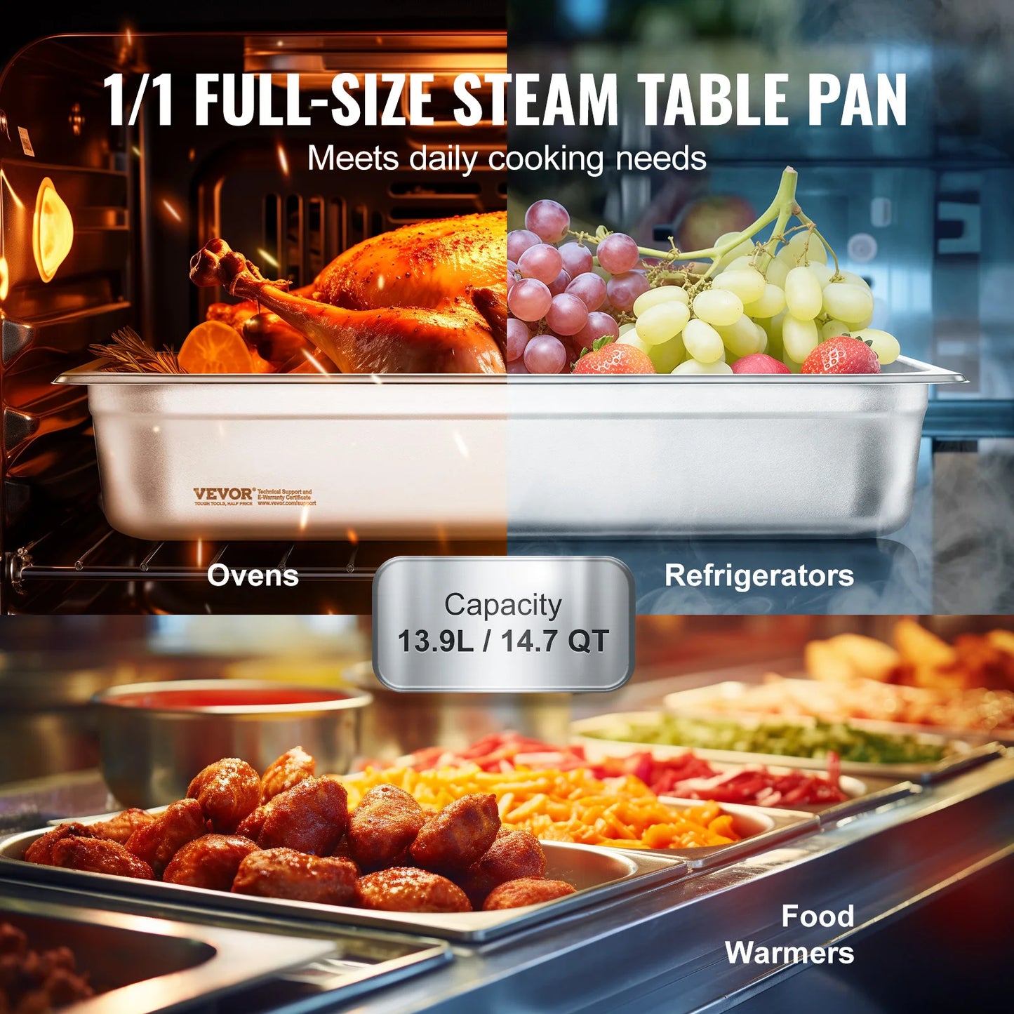 Succebuy Anti-Jam Steam Pan With Lid Stainless Steel