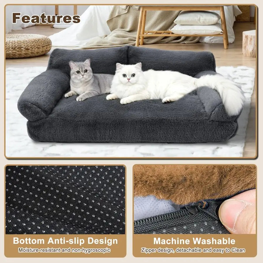 Cat Bed Plush Indoor Cat Couch For Medium Pets