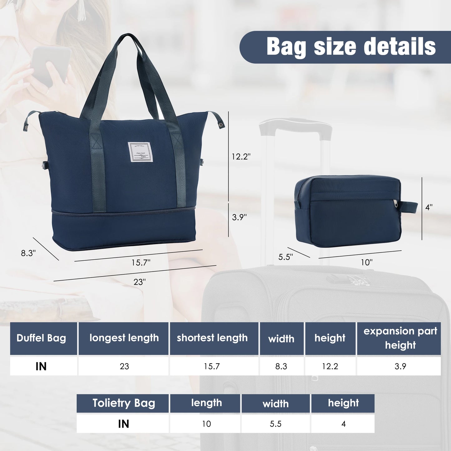 NONECN Softside Luggage Expandable 5 Piece Set Duffel Bag