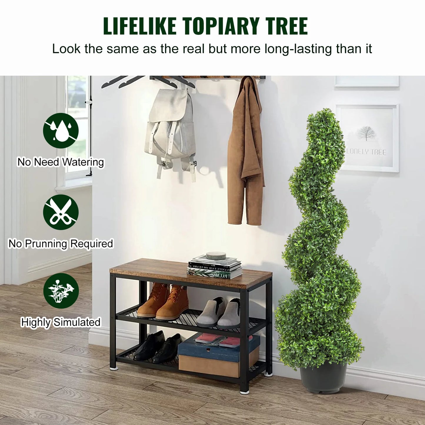Artificial Boxwood Spiral Topiary Tower Outdoor Garden Decor