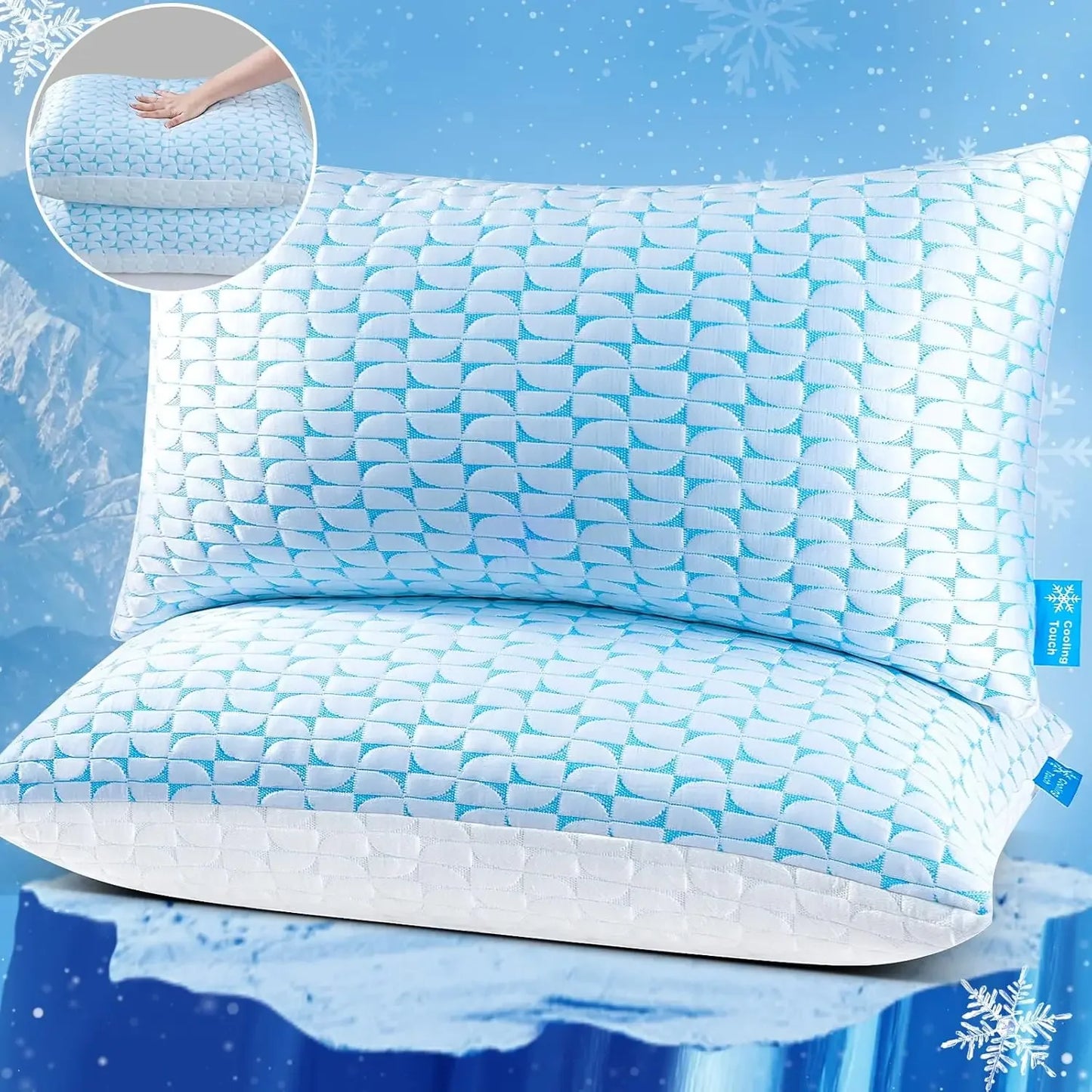NONECN Shredded Memory Foam Pillows 2 Pack for Side Sleep