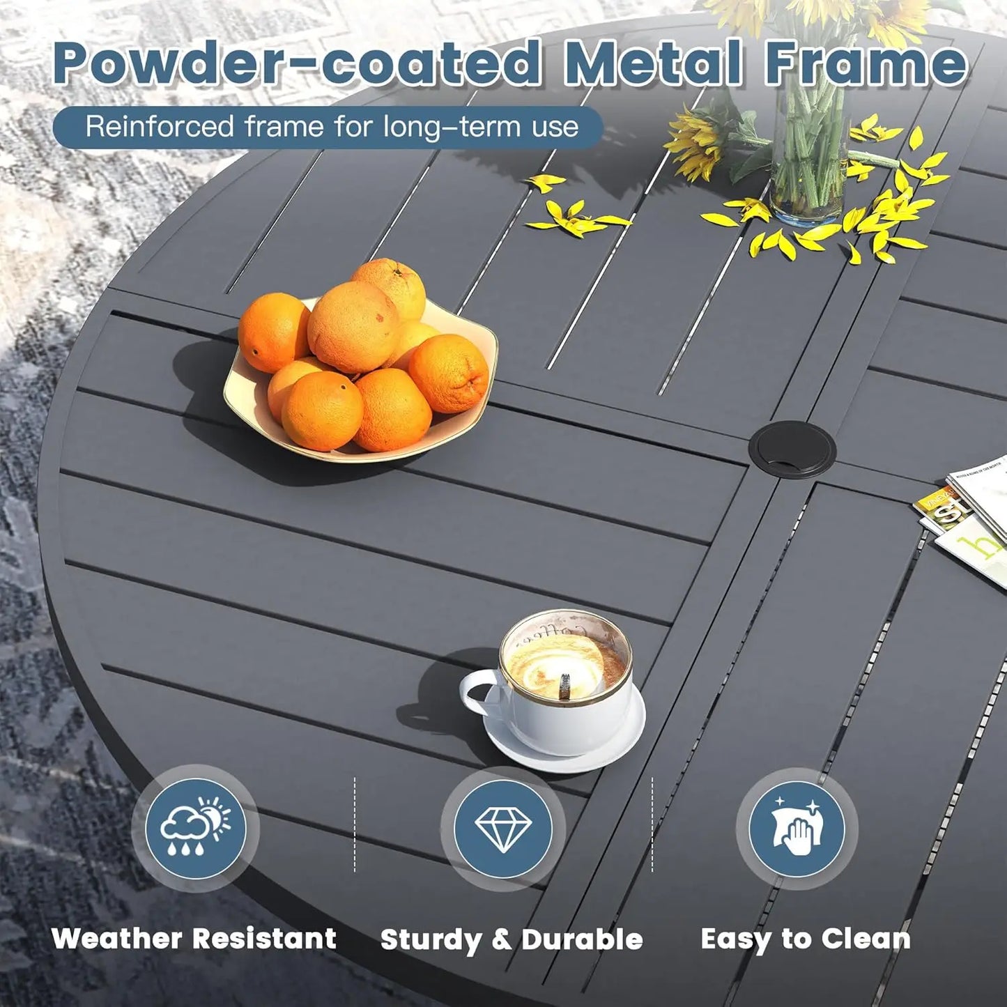 Modern Outdoor Patio Dining Set for Six with Table