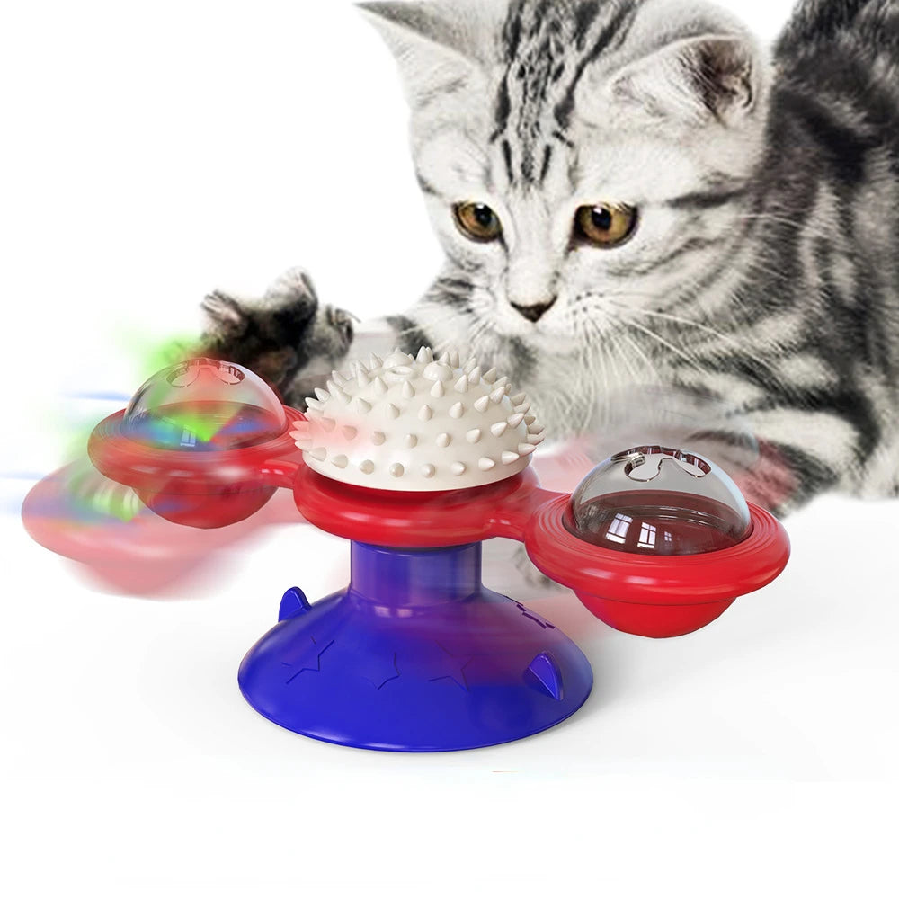 Windmill Cat Toy Interactive Puzzle Turntable Cat Game