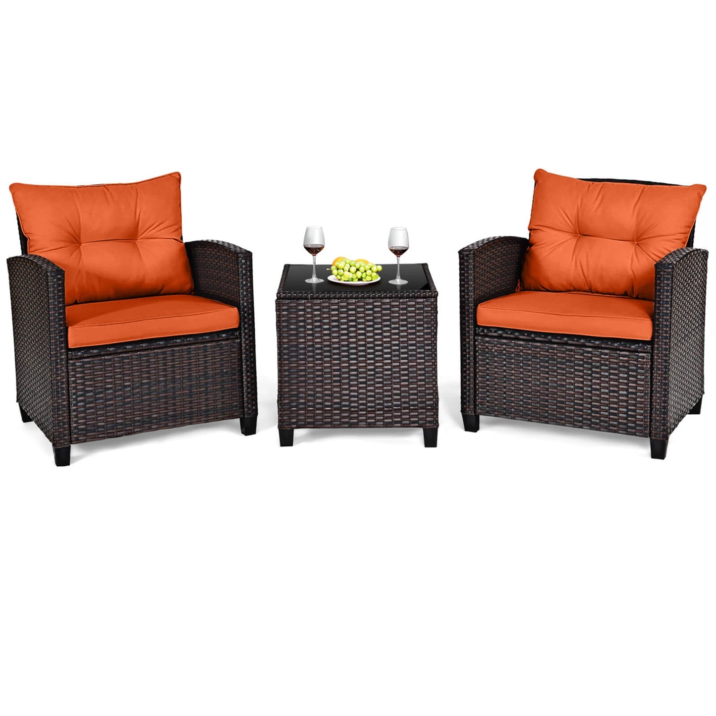 HOMASIS Patio Rattan Furniture Set Cushioned Sofa