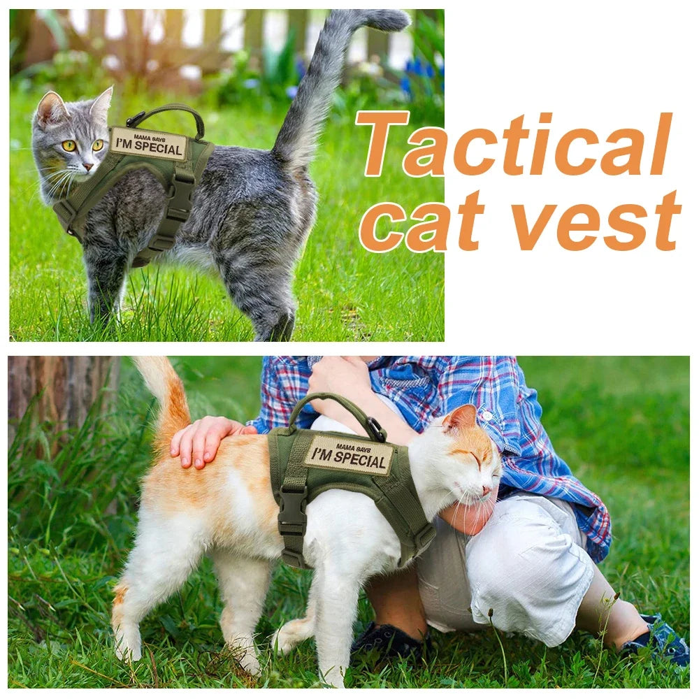 Nylon Cat Harness Vest With Handle Military Tactical Cats