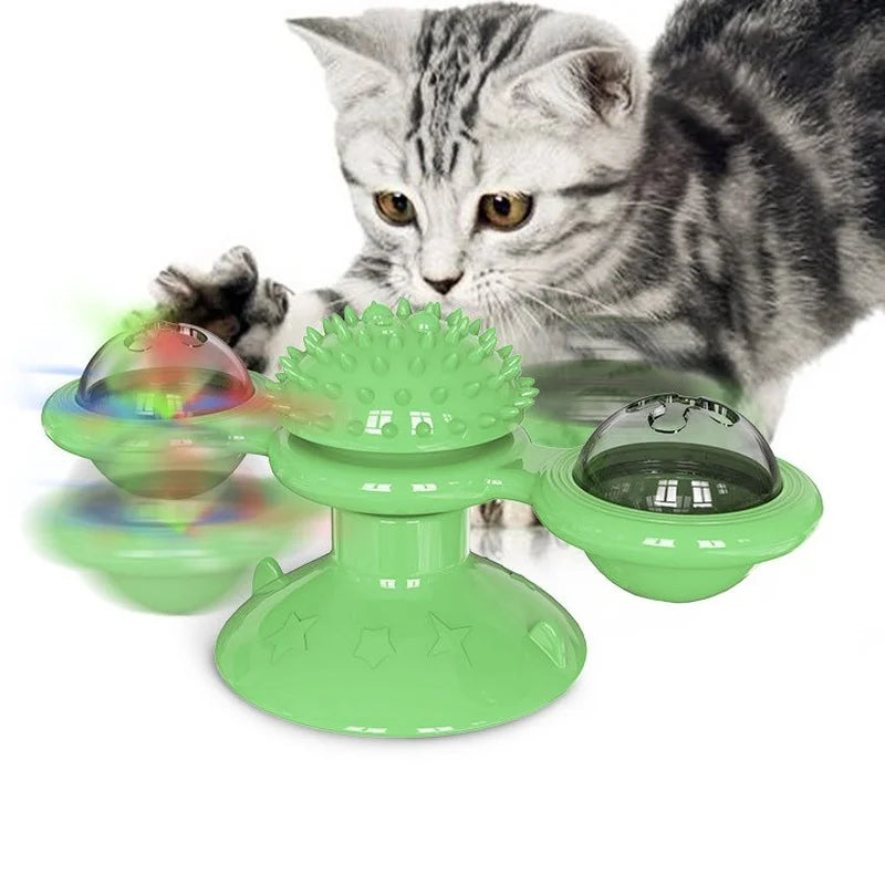 Windmill Cat Toy Interactive Puzzle Turntable Cat Game