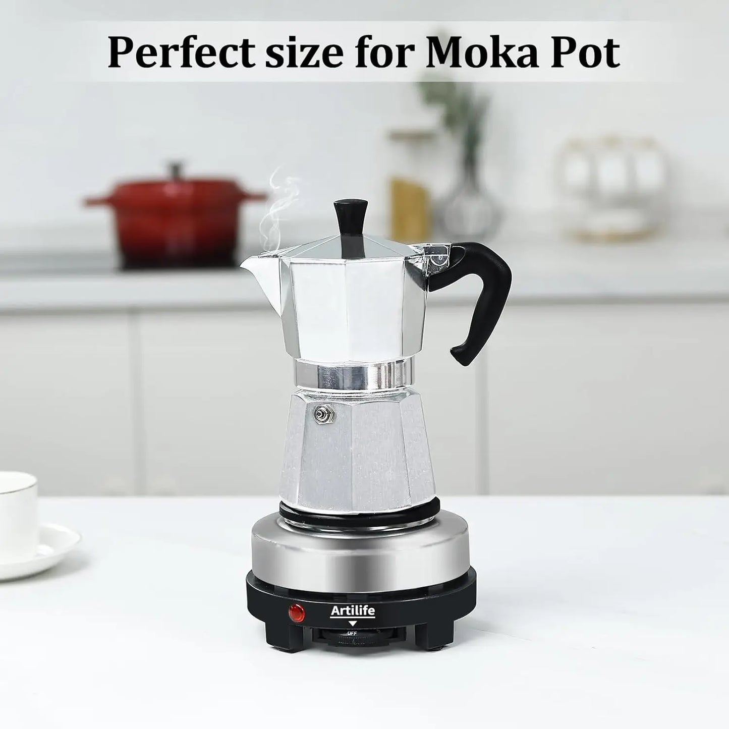 500W Mini Hot Plate Portable Electric Stove Cooktop Moka Pot