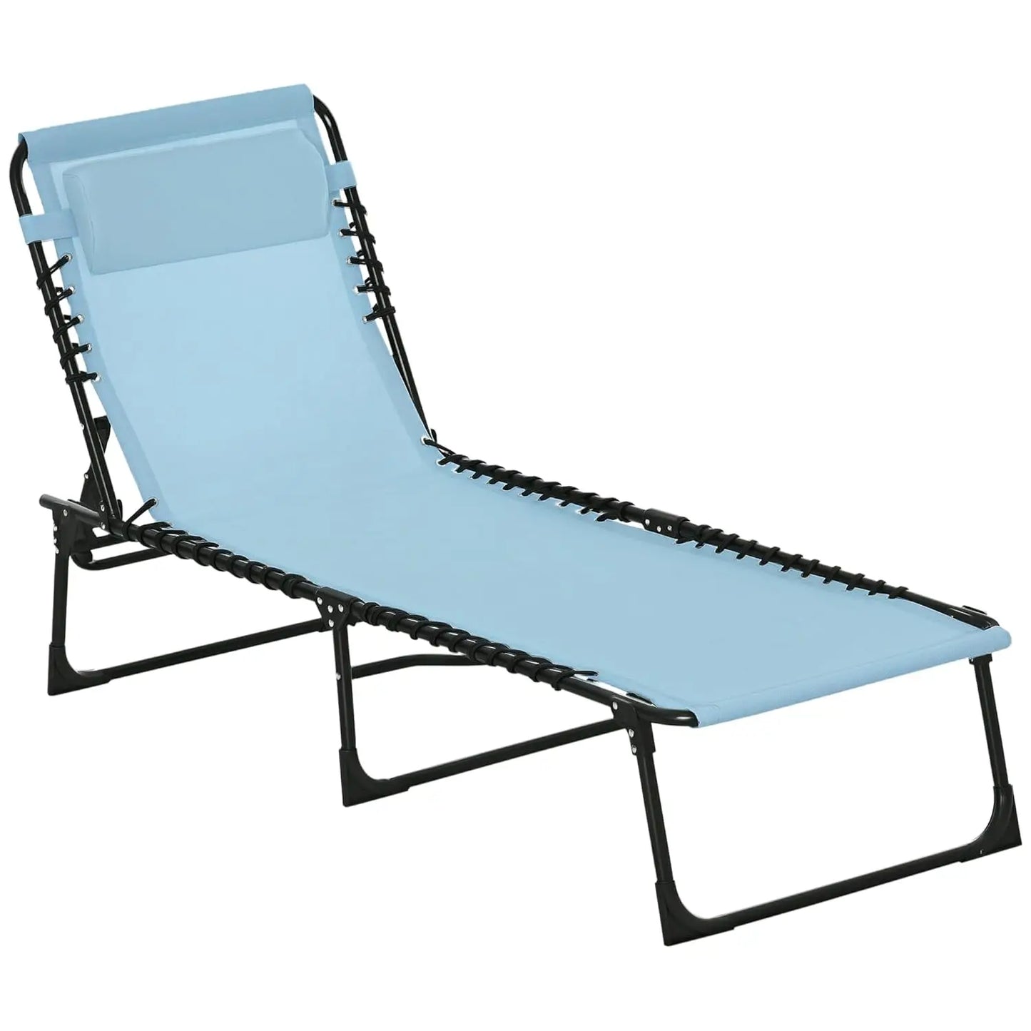 Folding Chaise Lounge Chair Outdoor Sun Lounger With Reclining Back
