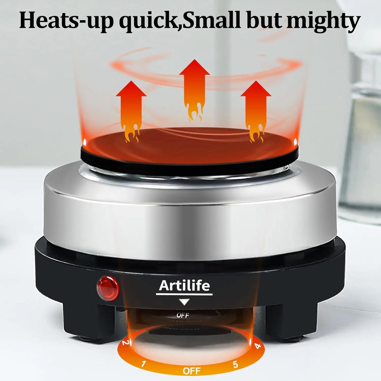 500W Mini Hot Plate Portable Electric Stove Cooktop Moka Pot