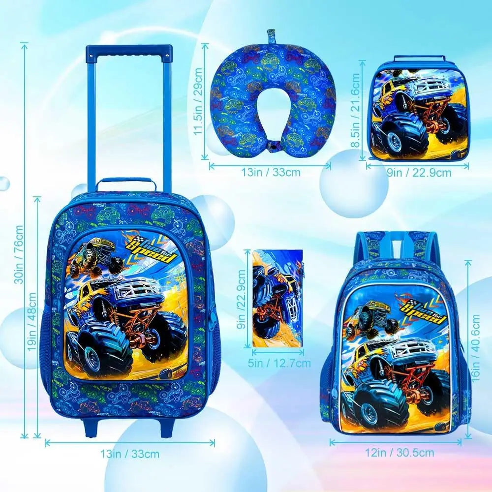 Caster Kids Rolling Suitcase With Cute Wheels Travel Carry On