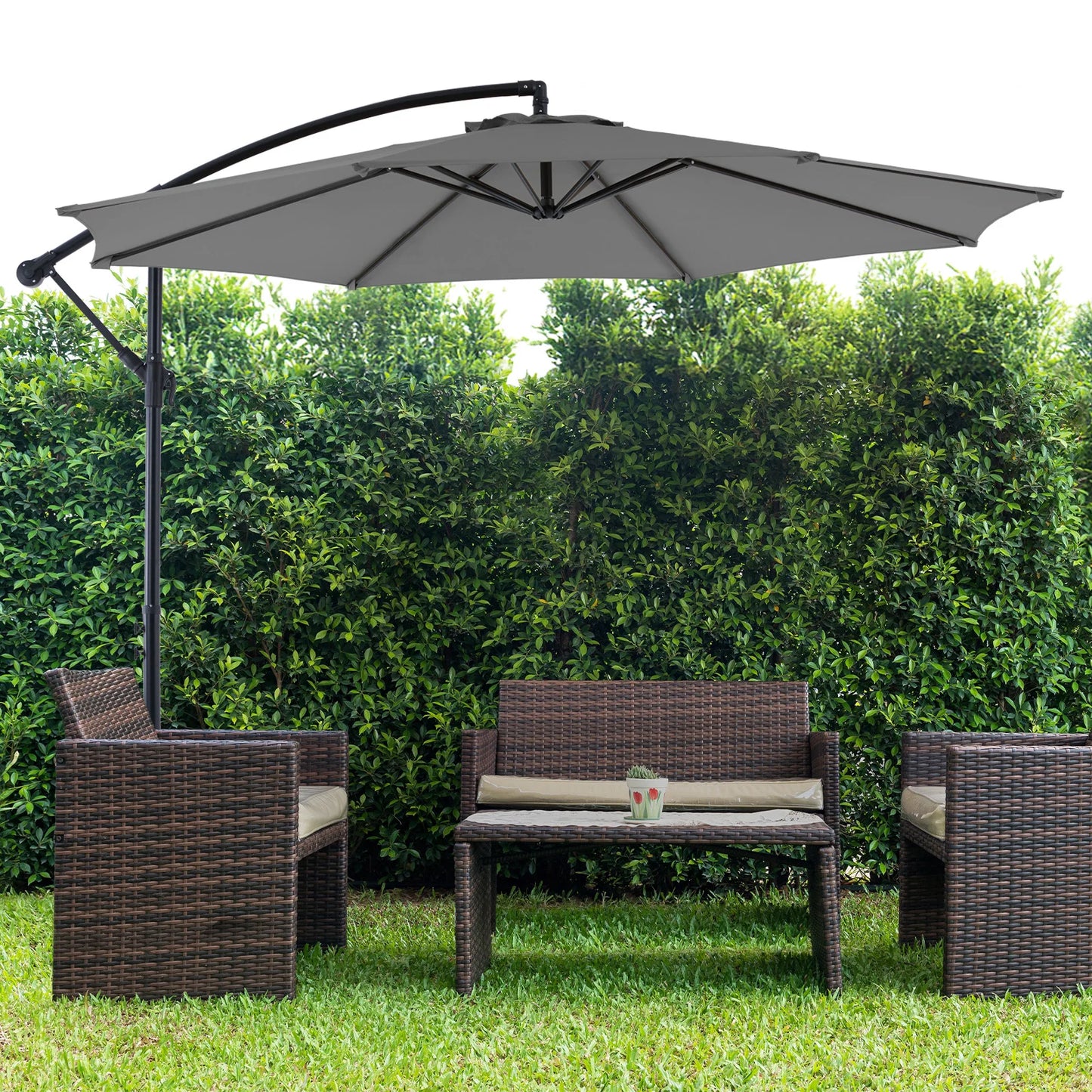 JHK Outdoor Patio Cantilever Umbrella Easy Tilt UV Protection