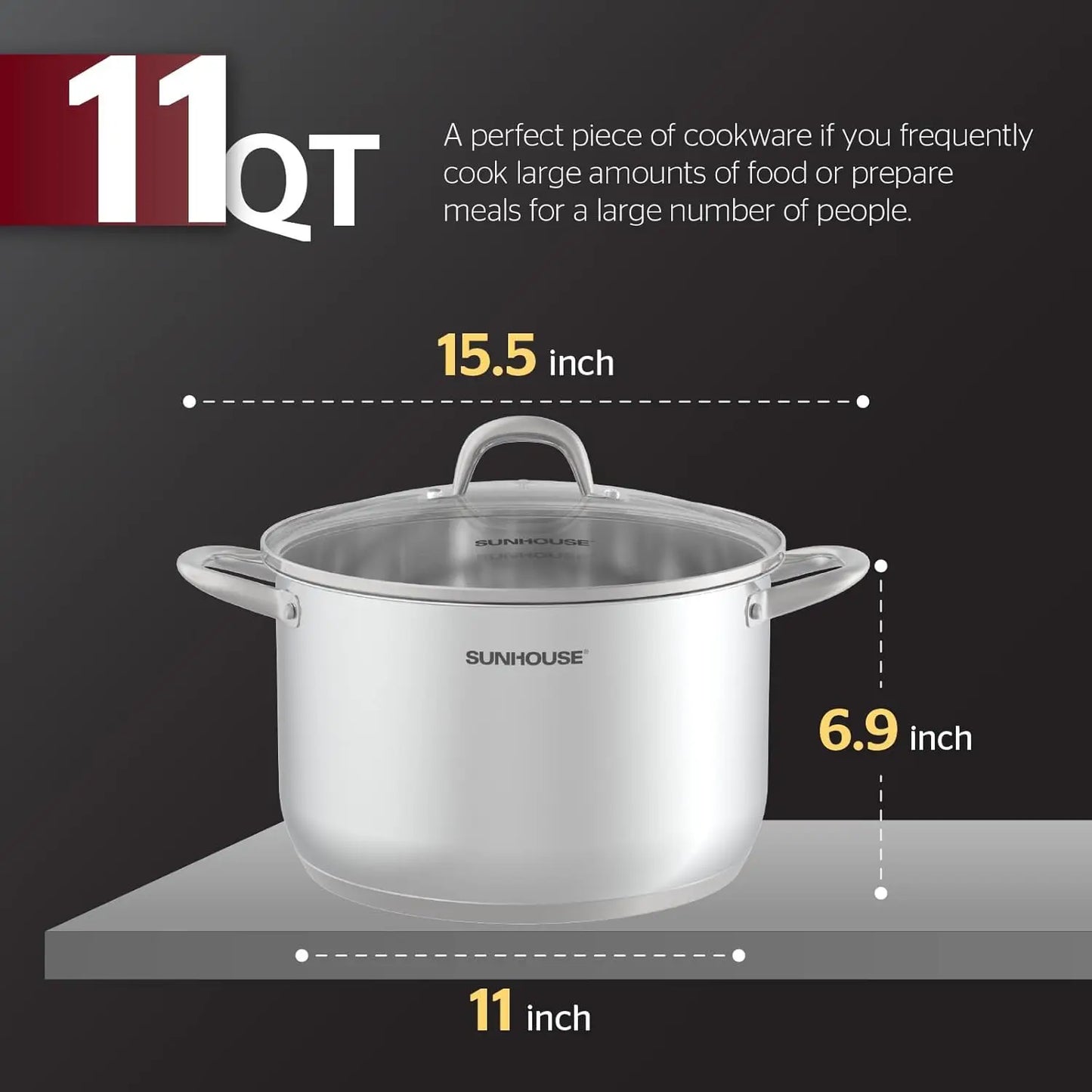 Stainless Steel Stock Pot With Visible Lid Induction Compatible
