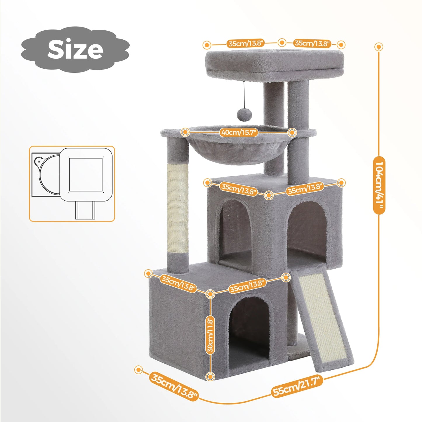 PAWZ Road Indoor Cat Tree Tower With Spacious Condos Sisal