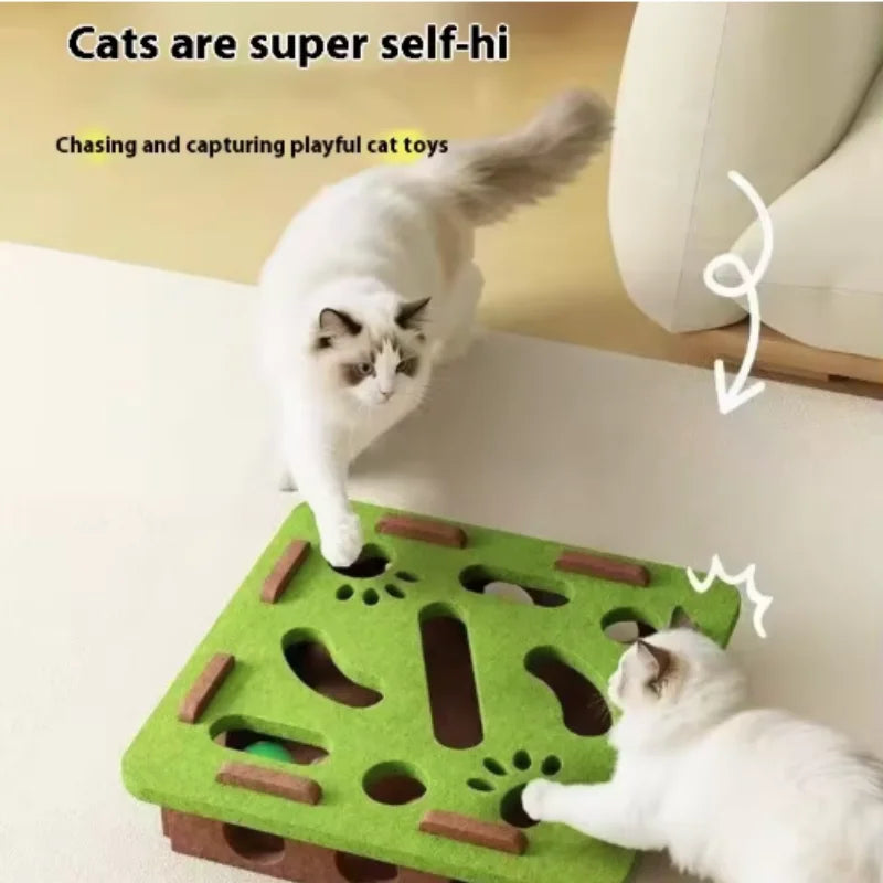 Interactive Cat Maze Puzzle Toy With Bell Balls For Kitten