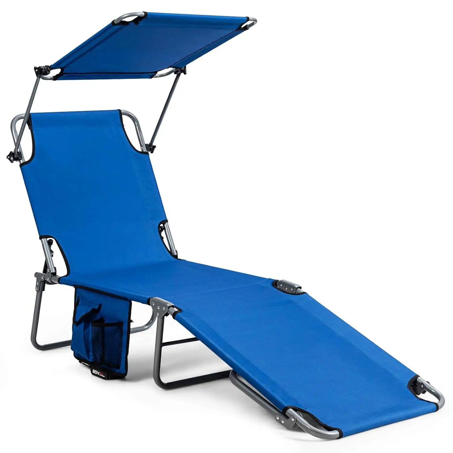 Patio Tanning Chair Chaise Lounge With Shade Canopy And Storage