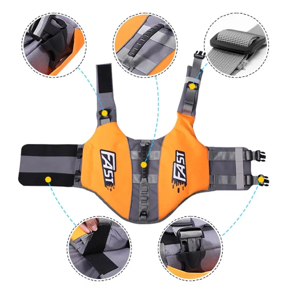 Dog Life Jacket Safety Vest Reflective Adjustable For Pool Surfing