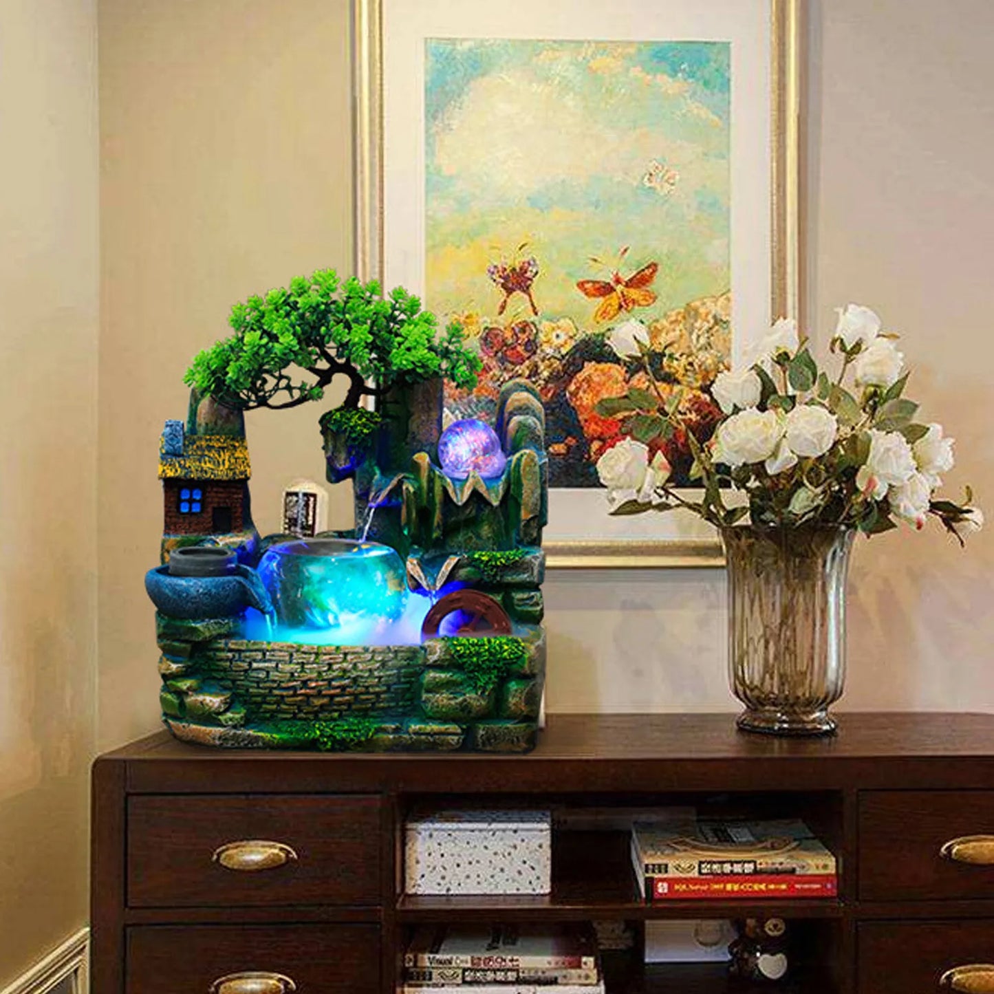 Desktop Fountain Waterfall Indoor Decor Landscape Rockeries Ornaments