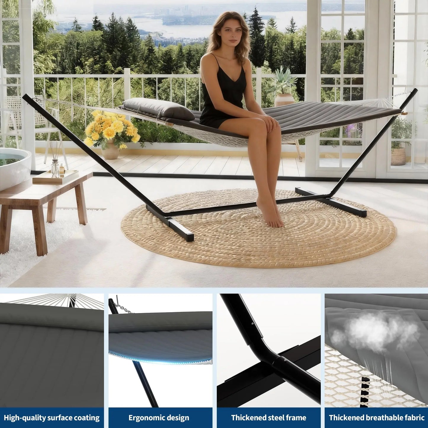 HiMISS Portable Double Hammock With Stand Two Person Outdoor