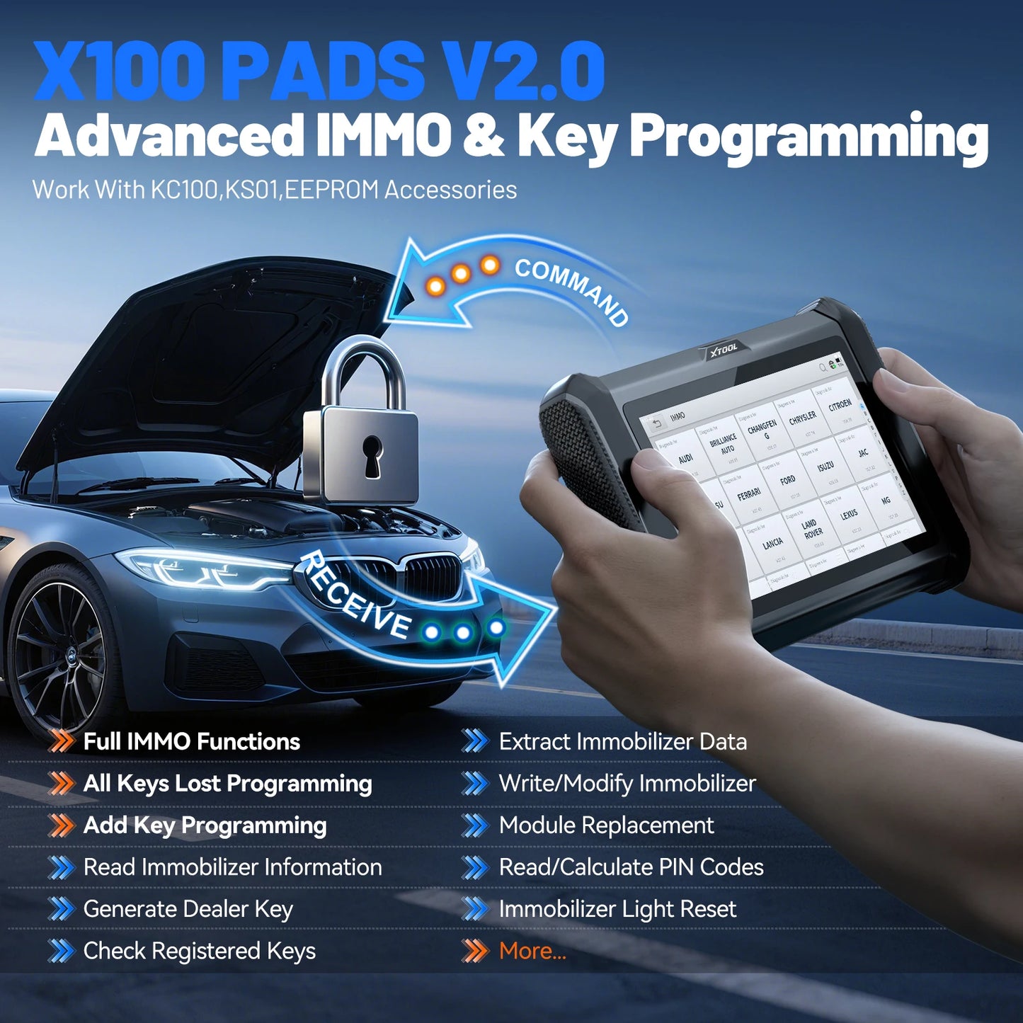XTOOL X100PADS V2 IMMO Key Programming Tool All Keys
