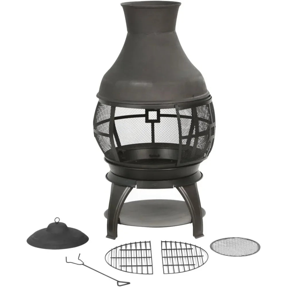 Wood Burning Chiminea Outdoor Fire Pit For Backyard Patio