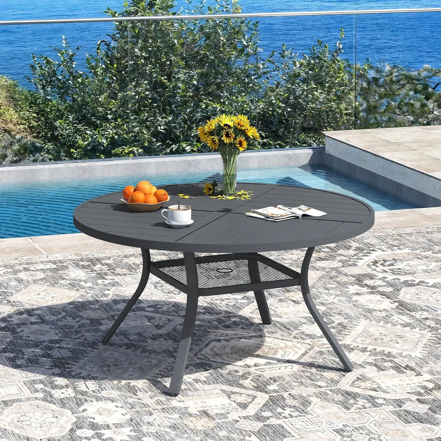 Modern Outdoor Patio Dining Set for Six with Table