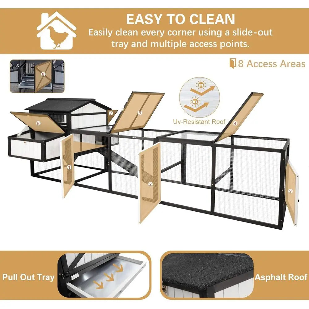 Chicken Coop With 4 Nesting Boxes Removable Tray UV Roof